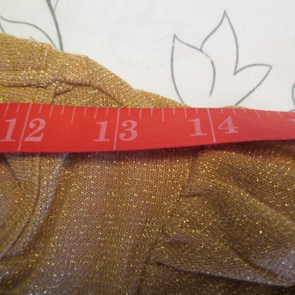 WIT & WISDOM Shimmery-Blouson-Sleeve Ruche Top-Toast-Large NWT - Picture 8 of 14